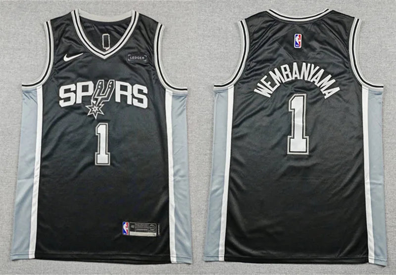 Men’s San Antonio Spurs #1 Victor Wembanyama Black Icon Edition Swingman Jersey