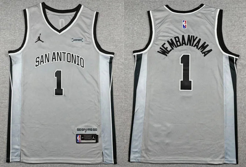 Men’s San Antonio Spurs #1 Victor Wembanyama Gray 2025-26 Statement Edition Jersey