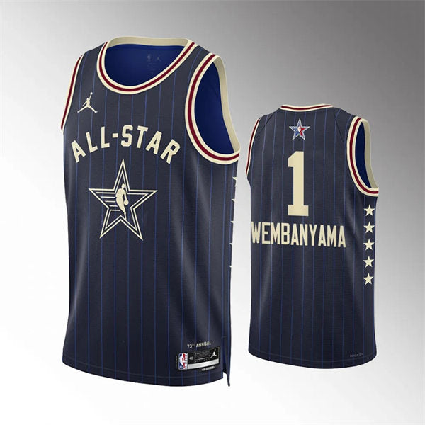 Men’s San Antonio Spurs #1 Victor Wembanyama Navy 2024 NBA All-Star Game Swingman Jersey