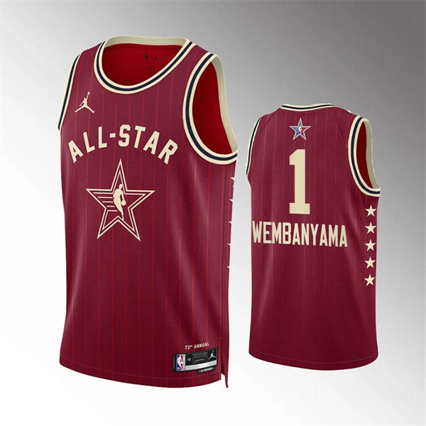 Men’s San Antonio Spurs #1 Victor Wembanyama Red 2024 NBA All-Star Game Swingman Jersey