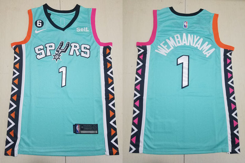 Men’s San Antonio Spurs #1 Victor Wembanyama Teal 2022-23 City Edition Jersey