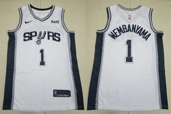 Men’s San Antonio Spurs #1 Victor Wembanyama White Association Edition Jersey
