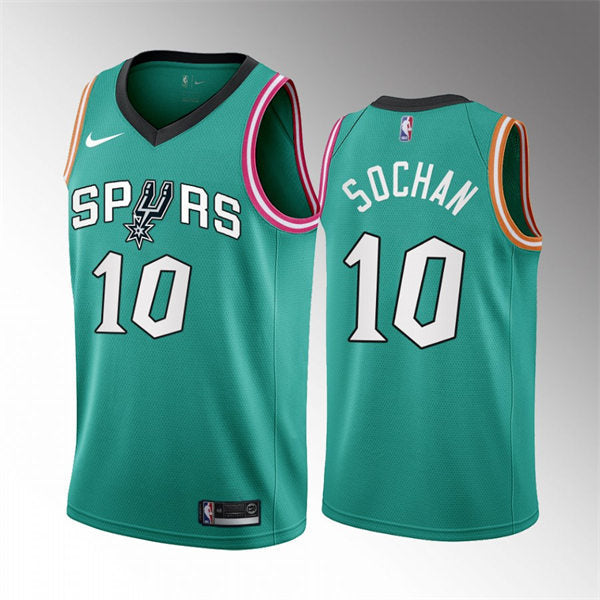 Mens San Antonio Spurs #10 Jeremy Sochan Teal 2022-23 City Edition Jersey