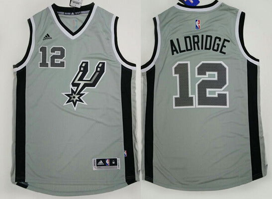Men’s San Antonio Spurs #12 LaMarcus Aldridge Revolution 30 Swingman 2015 New Gray Jersey