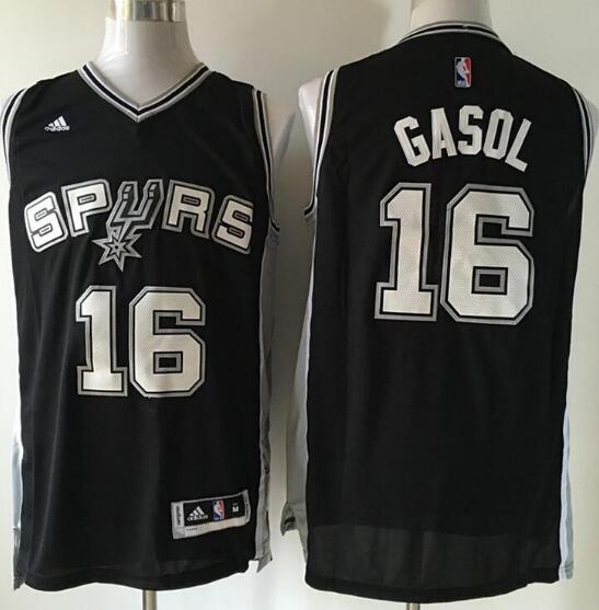 Men’s San Antonio Spurs #16 Pau Gasol Black Stitched NBA Adidas Revolution 30 Swingman Jersey
