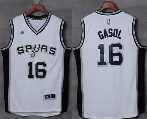 Men’s San Antonio Spurs #16 Pau Gasol White Stitched NBA Adidas Revolution 30 Swingman Jersey