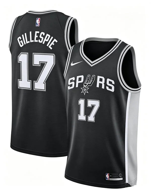 Men’s San Antonio Spurs #17 Ja’Kobi Gillespie Nike Black Icon Edition Swingman Jersey