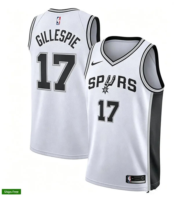Men’s San Antonio Spurs #17 Ja’Kobi Gillespie Nike White Association Edition Swingman Jersey