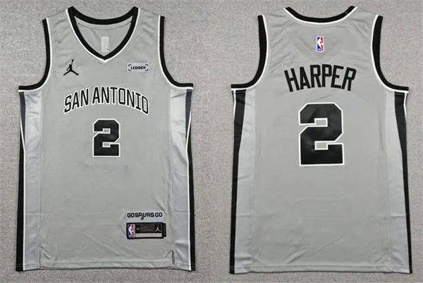 Men’s San Antonio Spurs #2 Dylan Harper 2025-26 Silver Statement Edition Swingman Jersey