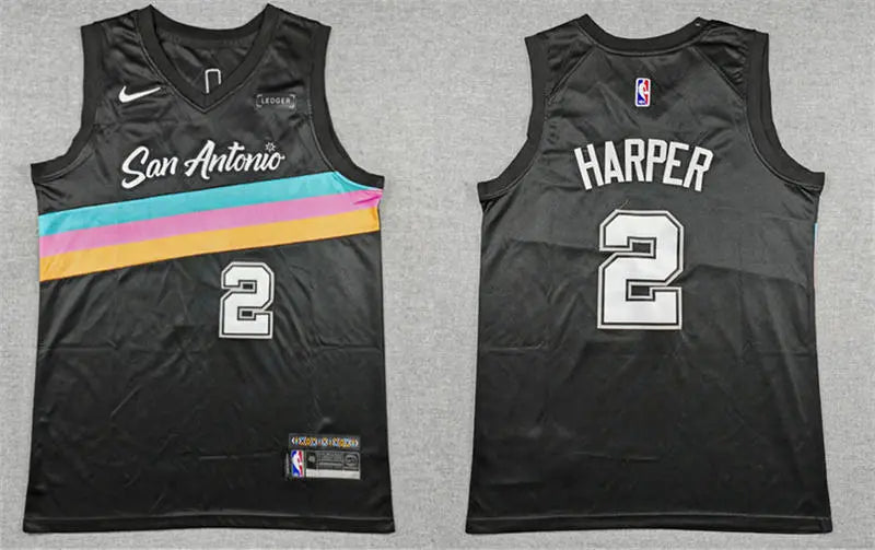Men’s San Antonio Spurs #2 Dylan Harper Black 2025-26 City Edition Swingman Jersey