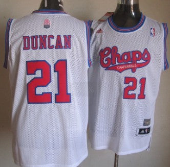 Men’s San Antonio Spurs #21 Tim Duncan White Red Hardwood Classic Swingman Jersey