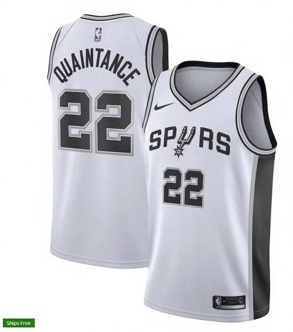 Men’s San Antonio Spurs #22 Jayden Quaintance Nike White Association Edition Swingman Jersey