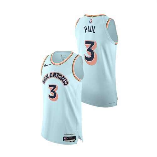 Men’s San Antonio Spurs #3 Chris Paul Light Blue 2024-25 City Edition Jersey