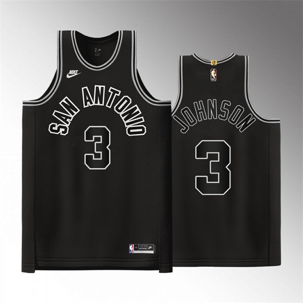 Men’s San Antonio Spurs #3 Keldon Johnson Black 2022-23 Classic Edition Jersey