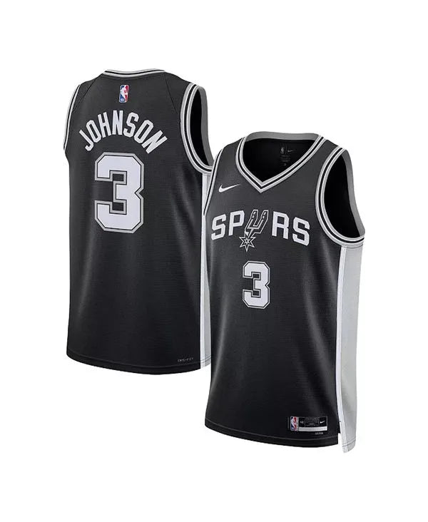 Men’s San Antonio Spurs #3 Keldon Johnson Black Icon Edition Swingman Jersey