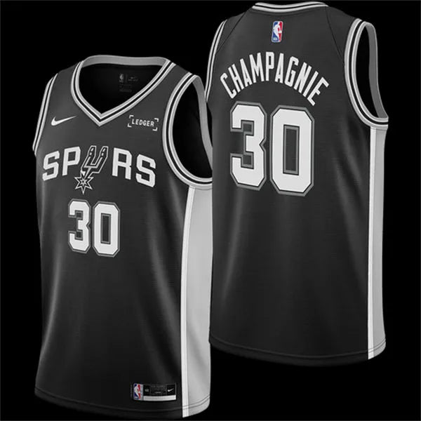 Men’s San Antonio Spurs #30 Julian Champagnie Black Icon Edition Swingman Jersey