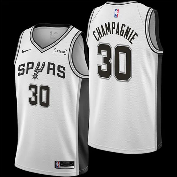 Men’s San Antonio Spurs #30 Julian Champagnie White Association Edition Swingman Jersey