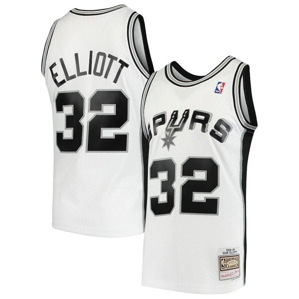 Men’s San Antonio Spurs #32 Sean Elliott Mitchell & Ness White 1998-99 Hardwood Classics Swingman Jersey