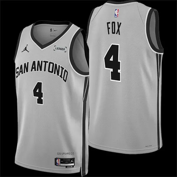Mens San Antonio Spurs #4 De’Aaron Fox 2025-26 Silver Statement Edition Swingman Jersey