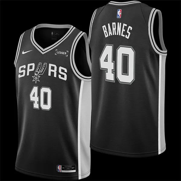 Men’s San Antonio Spurs #40 Harrison Barnes Black Icon Edition Swingman Jersey