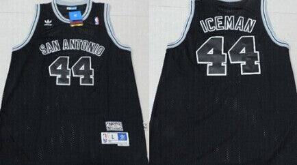 Men’s San Antonio Spurs #44 George Gervin “Iceman” Black Throwback Swingman Jersey