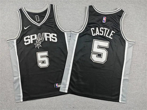 Men’s San Antonio Spurs #5 Stephon Castle Nike Black Icon Edition Swingman Jersey