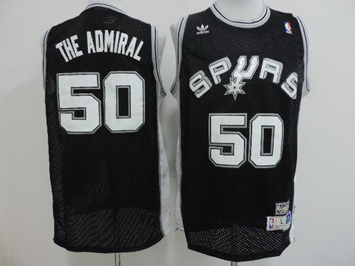Men’s San Antonio Spurs #50 David Robinson “The Admiral” Black Throwback Swingman Jersey