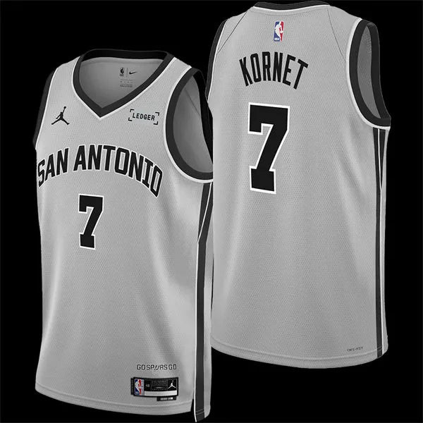 Men’s San Antonio Spurs #7 Luke Kornet 2025-26 Silver Statement Edition Swingman Jersey