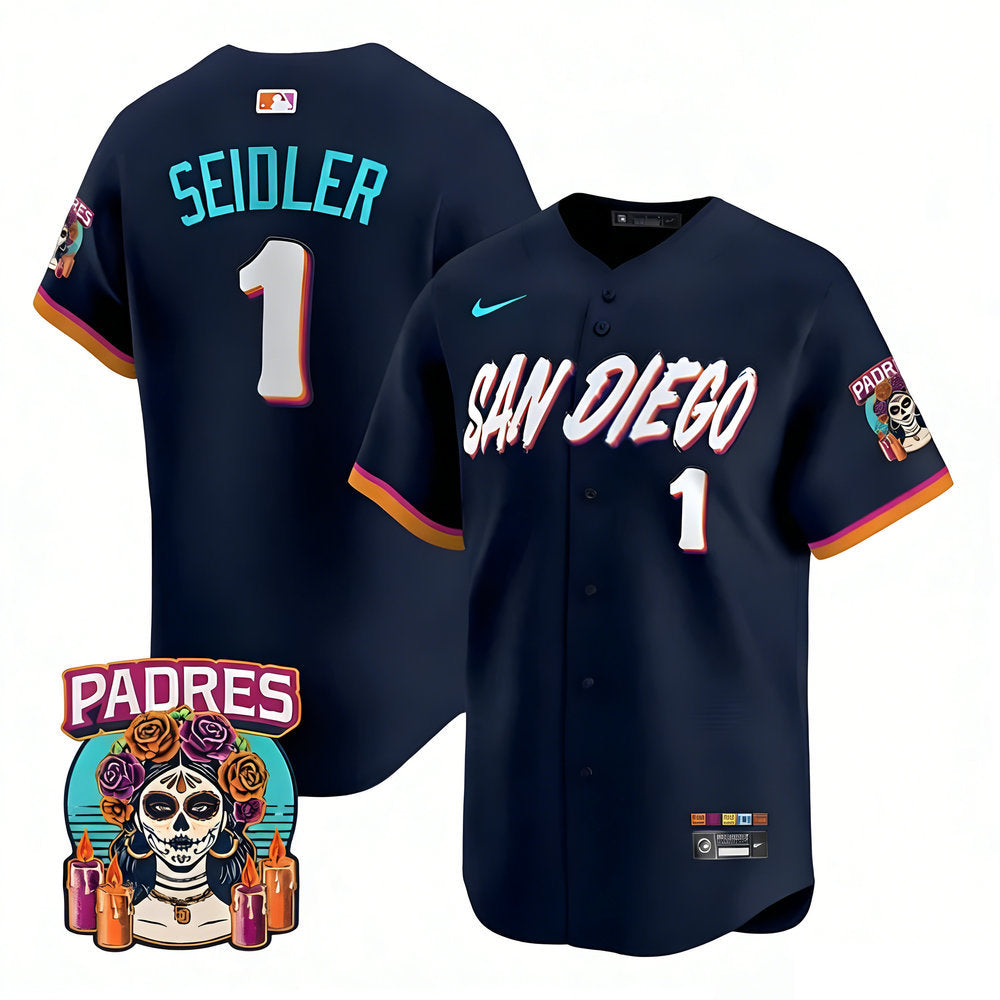 Men’s San Diego Padres #1 Peter Seidler Navy 2026 City Connect Stitched Jersey-Button Up