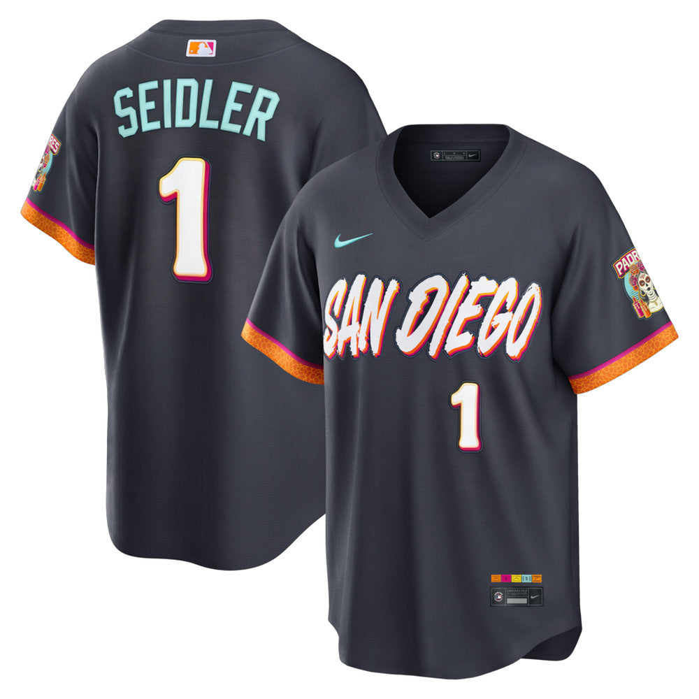 Men’s San Diego Padres #1 Peter Seidler Nike Obsidian 2026 City Connect Stadium Jersey