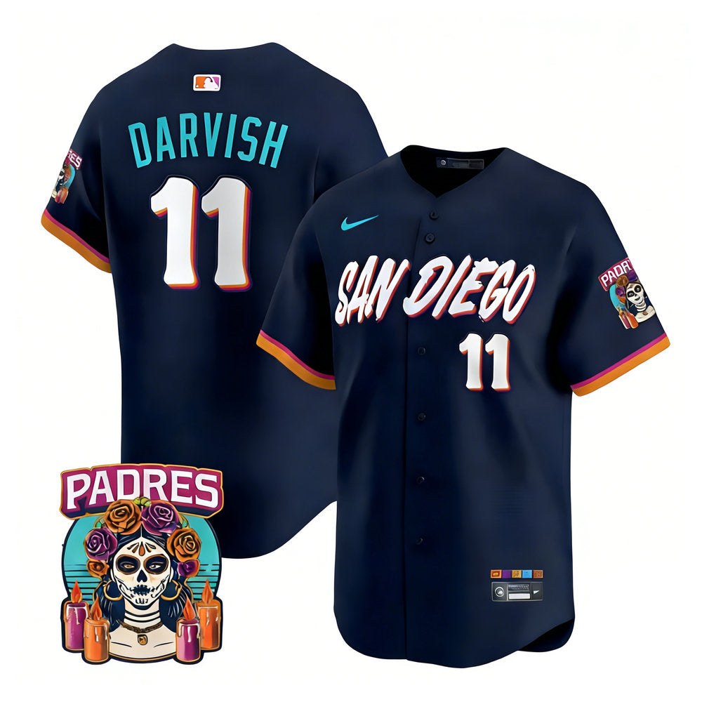 Men’s San Diego Padres #11 Yu Darvish Navy 2026 City Connect Stitched Jersey-Button Up