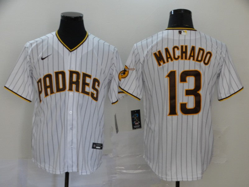 Men’s San Diego Padres #13 Manny Machado White Stitched Jersey