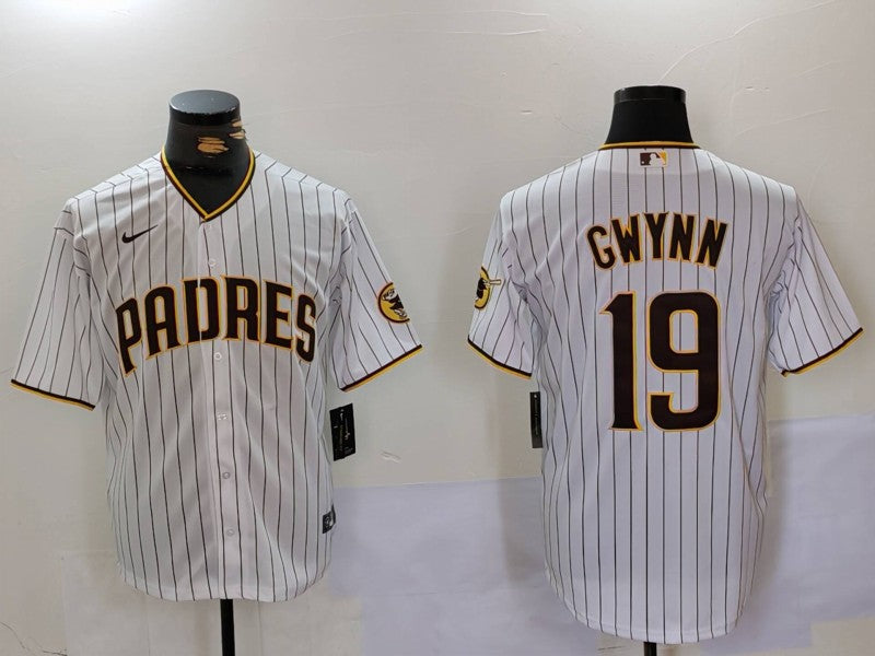 Men’s San Diego Padres #19 Tony Gwynn White Stitched Jersey