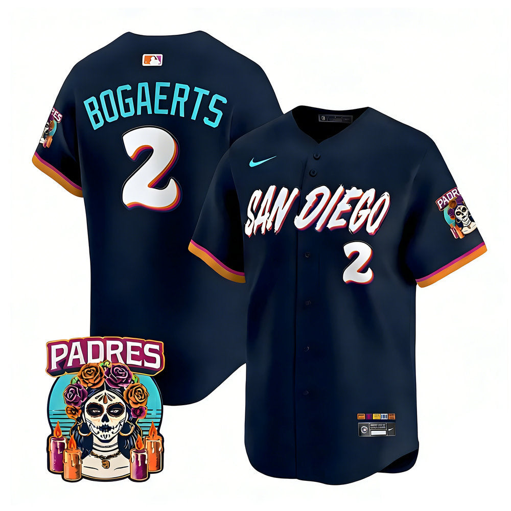 Men’s San Diego Padres #2 Xander Bogaerts Navy 2026 City Connect Stitched Jersey-Button Up