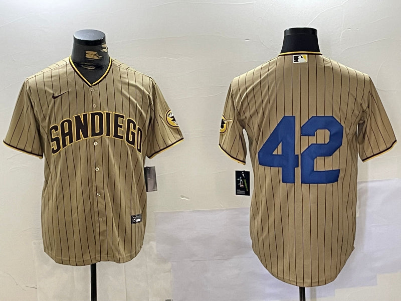 Men’s San Diego Padres #42 Tan 2024 Jackie Robinson Day Home Limited Jersey