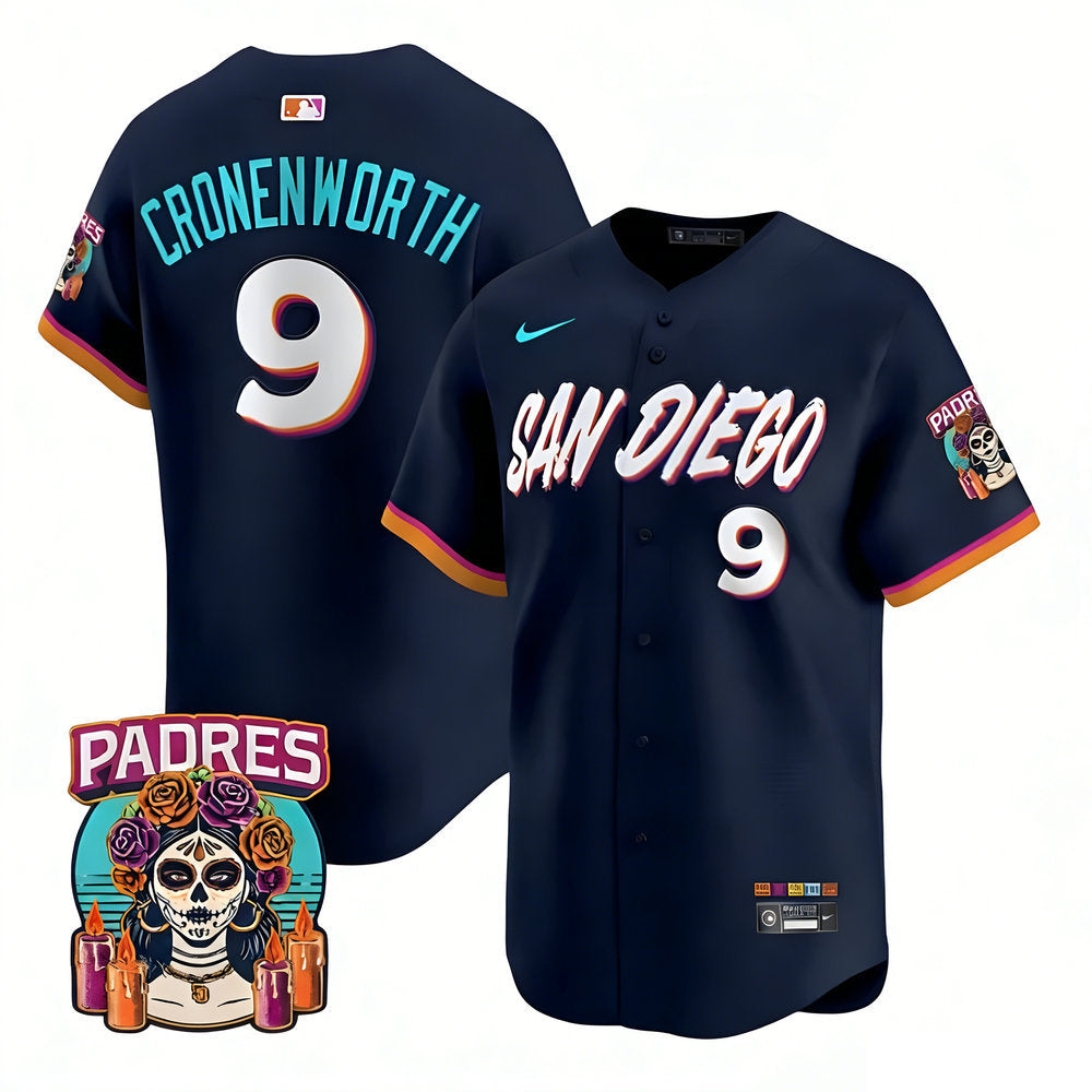 Men’s San Diego Padres #9 Jake Cronenworth Navy 2026 City Connect Stitched Jersey-Button Up
