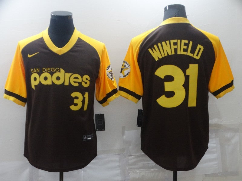 Men’s San Diego Padres Dave Winfield #31 Brown Stitched Jersey
