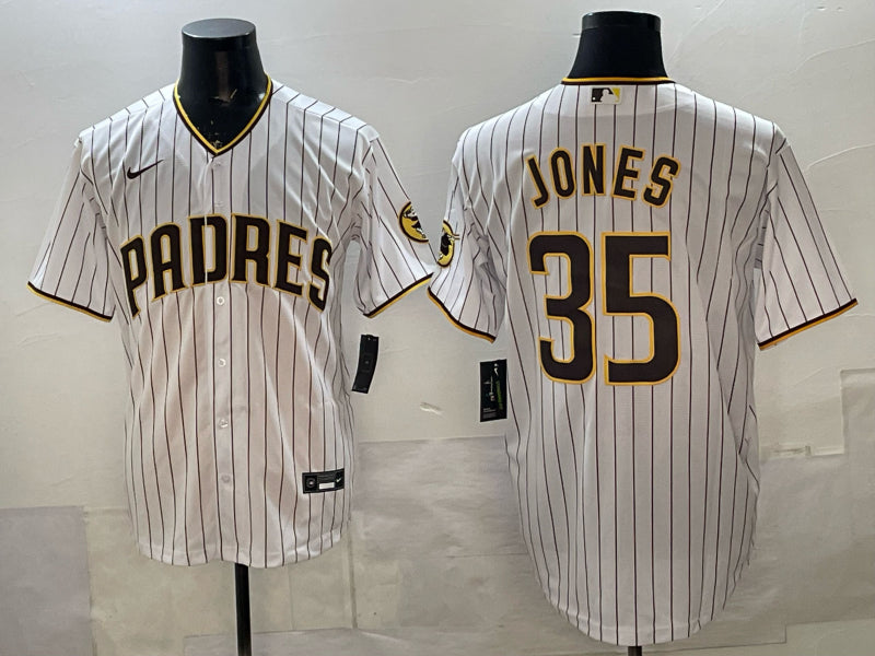 Men’s San Diego Padres Drew Jones #35 White Home Limited Jersey