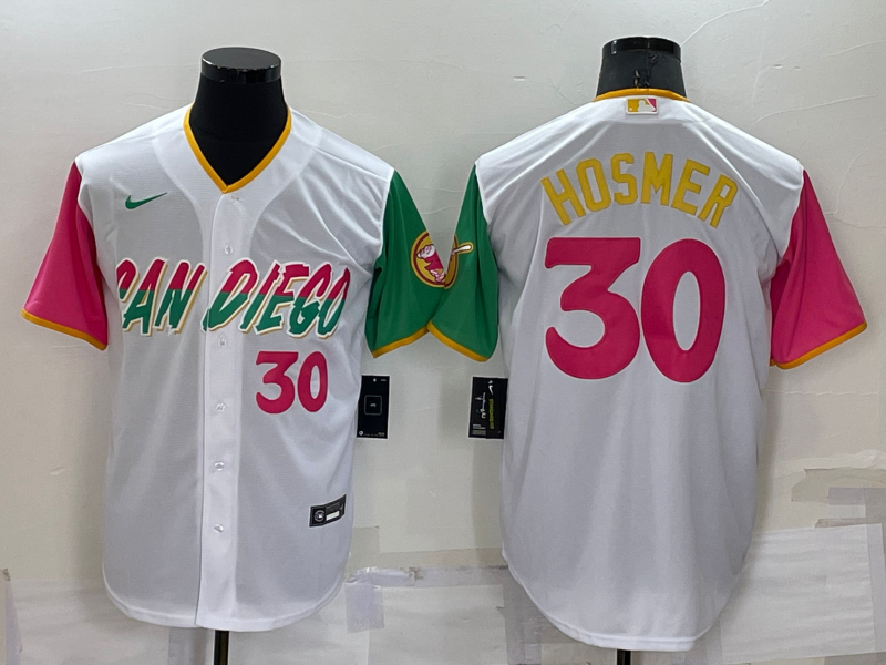 Men’s San Diego Padres Eric Hosmer #30 White Stitched Jersey