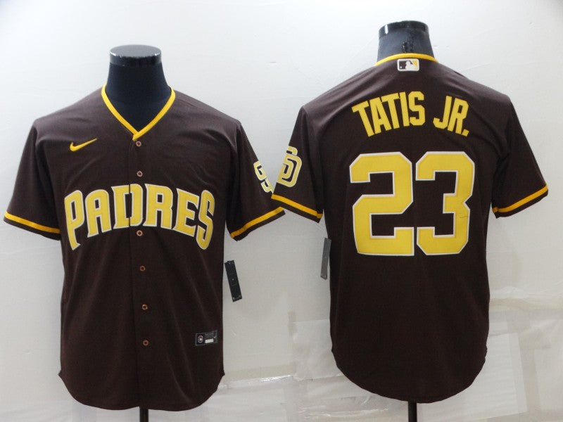 Men’s San Diego Padres Fernando Tatis Jr. #23 Brown Stitched Jersey