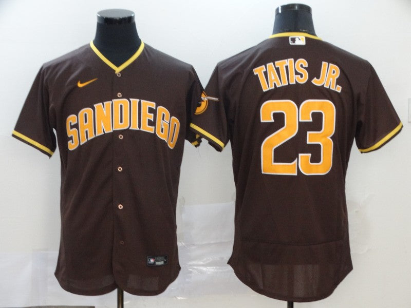 Men’s San Diego Padres Fernando Tatis Jr. #23 Brown Stitched Jersey