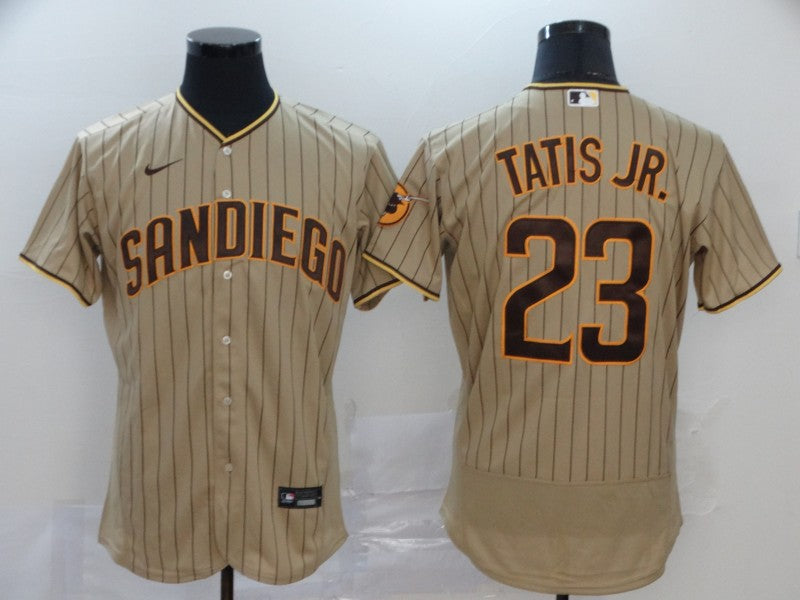 Men’s San Diego Padres Fernando Tatis Jr. #23 Khaki Stitched Jersey
