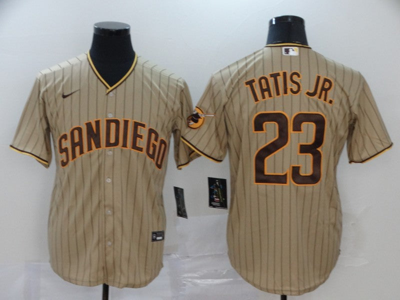 Men’s San Diego Padres Fernando Tatis Jr. #23 Stitched Khaki Jersey
