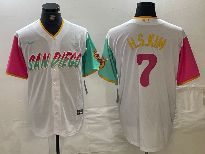 Men’s San Diego Padres Ha-Seong Kim #7 White City Connect Jersey