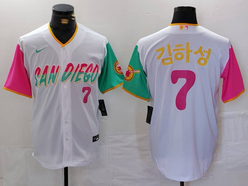 Men’s San Diego Padres Ha-Seong Kim #7 White City Connect Limited Jersey