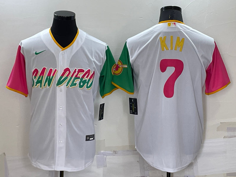 Men’s San Diego Padres Ha-Seong Kim #7 White Stitched Jersey