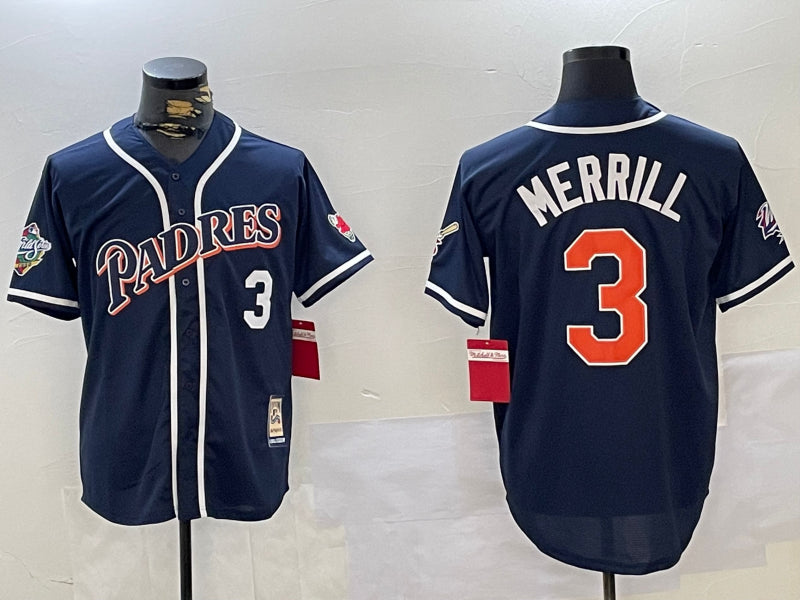 Men’s San Diego Padres Jackson Merrill #3 Navy Jersey
