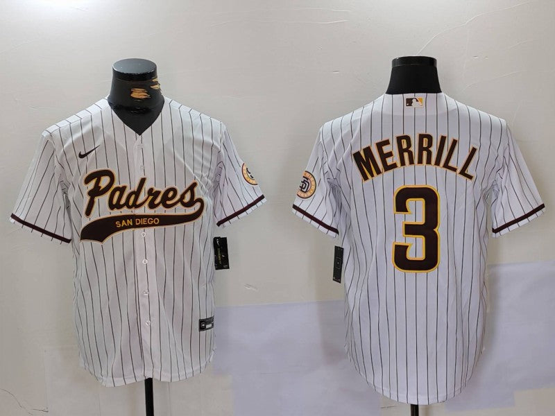 Men’s San Diego Padres Jackson Merrill #3 White Alternate Jersey