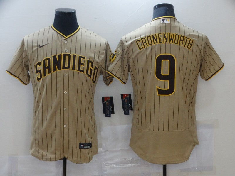 Men’s San Diego Padres Jake Cronenworth #9 Khaki Stitched Jersey
