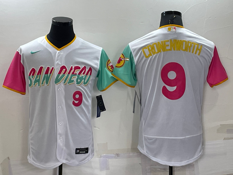 Men’s San Diego Padres Jake Cronenworth #9 White Stitched Jersey